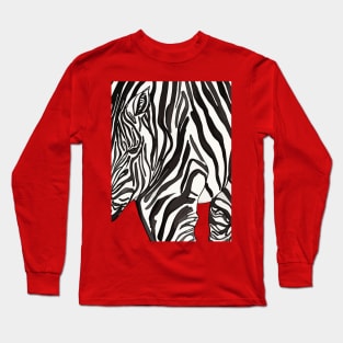 Modern Black And White Zebra Stripes Pattern African Wildlife Long Sleeve T-Shirt